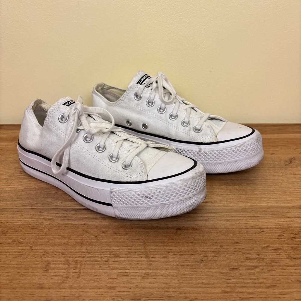CONVERSE Chuck Taylor All Star Lift Platform Canvas Sneakers Size 6.5 White Shoe